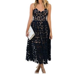 Black lace spaghetti strap dress